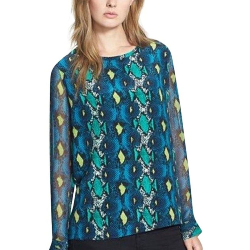 Equipment Liam silk Multi color python print sz XS